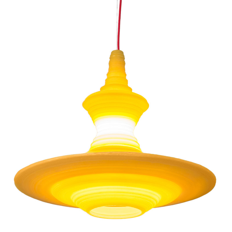 Luminaire suspendu géométrique 1 lumières unique Stupa, Jaune