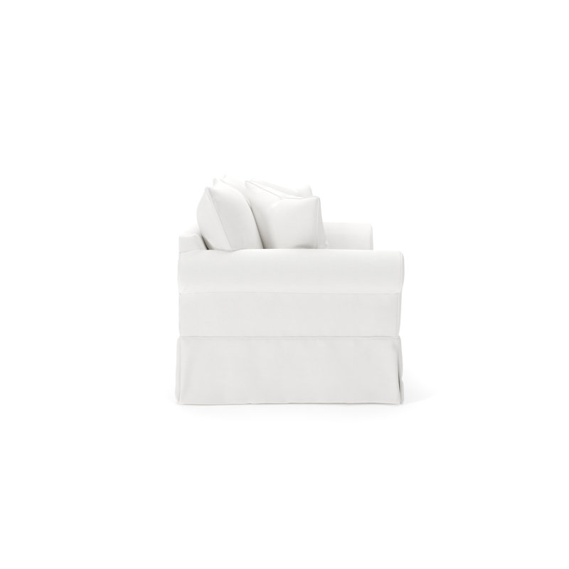 Amari 63" Rolled Arm Slipcovered Loveseat, Bayou Off White Canvas