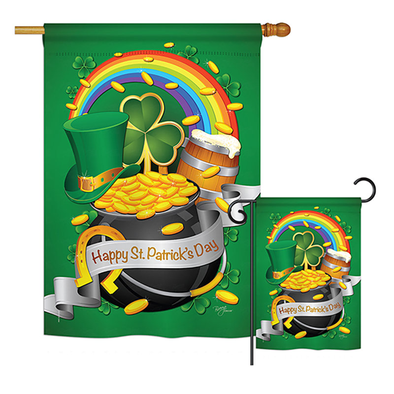 Ensemble de drapeaux en polyester 40 x 28 po Ranchero Happy St. Patrick's Day