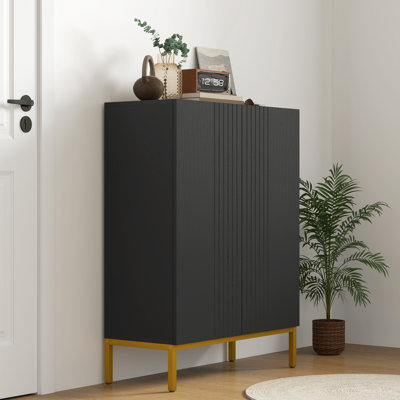 Armoire à chaussures moderne avec portes à fermeture en douceur noir