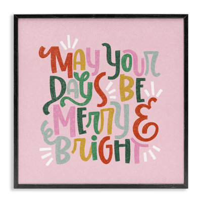 Pastel Merry & Bright Phrase Framed Giclee, design by Sarah Hickman