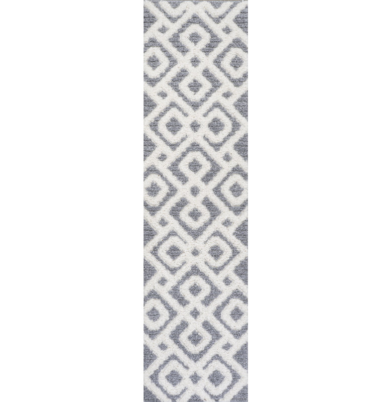 Tapis crème / gris Scituate Retro Trellis, Tapis de couloir 2 pi 2 po x 8 pi