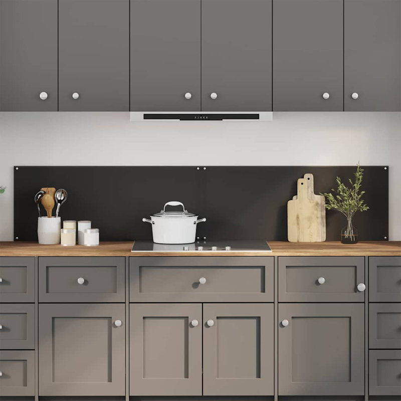 Vidaxl Kitchen Backsplash 2 Pcs Black 39.37 X 15.75 In Tempered Glass, Black 