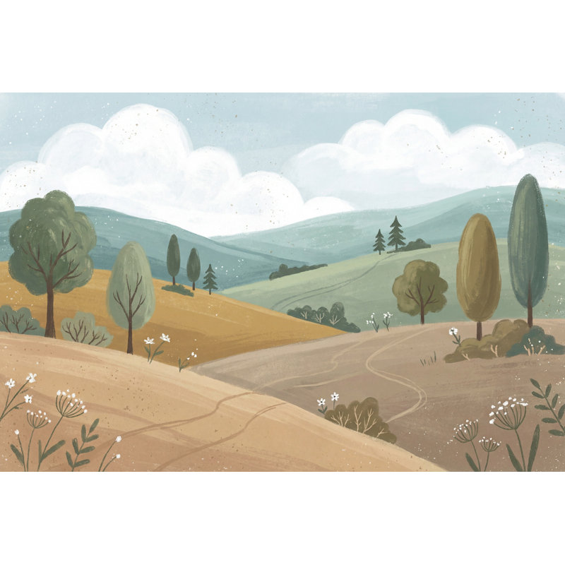 Décoration murale pastorale paysage roulant Rolling Hills, Texturé non collé, 160 po x 108 po