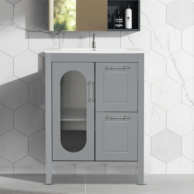Ensemble de meuble-lavabo simple 24 po Rashawd, Blanc
