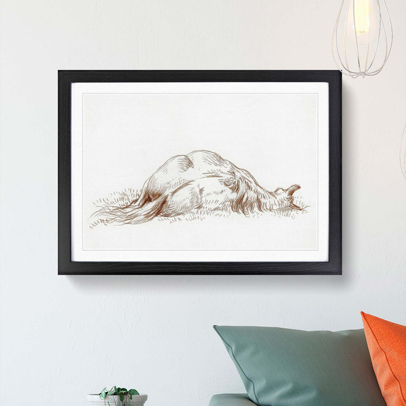 Sleeping Horse by Jean Bernard - Picture Frame Drawing Print, 48cm H x 65cm W x 2cm D, Black Framed