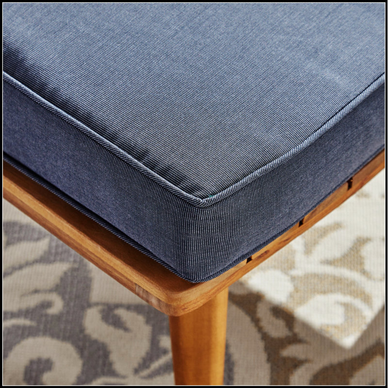Causeuse d'extérieur Mid-Century moderne en bois d'acacia avec coussins résistants aux intempéries, parfaite pour le patio et la terrasse