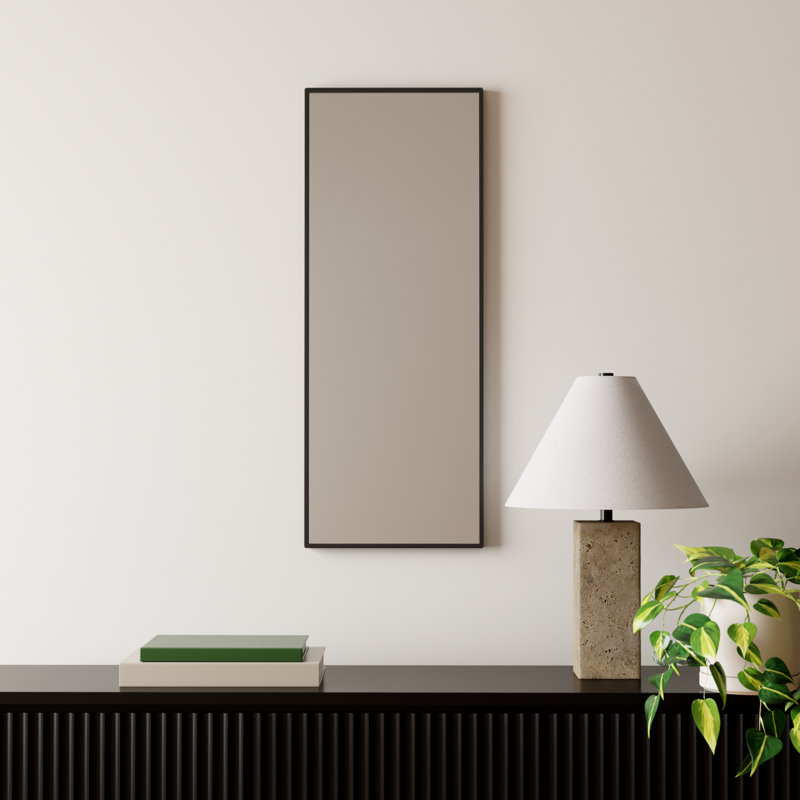 Sabine Metal Rectangle Wall Mirror, 36" x 14", Black
