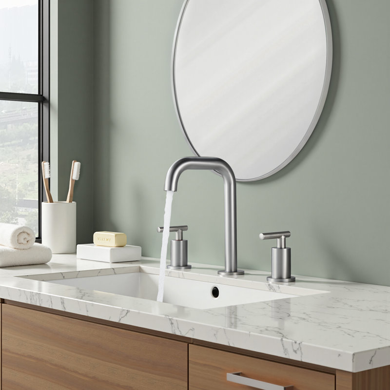 Widespread Faucet 2-handle Bathroom Faucet With Drain Assembly, Brushed Nickel