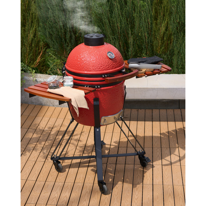 Beliani KAMADO 111cm W Kamado Charcoal Grill, Red