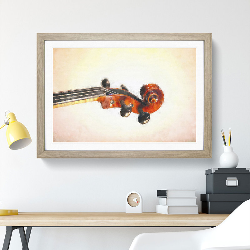 The Scroll of a Violin - Picture Frame Painting Print, 24cm H x 33cm W x 2cm D, Oak Framed