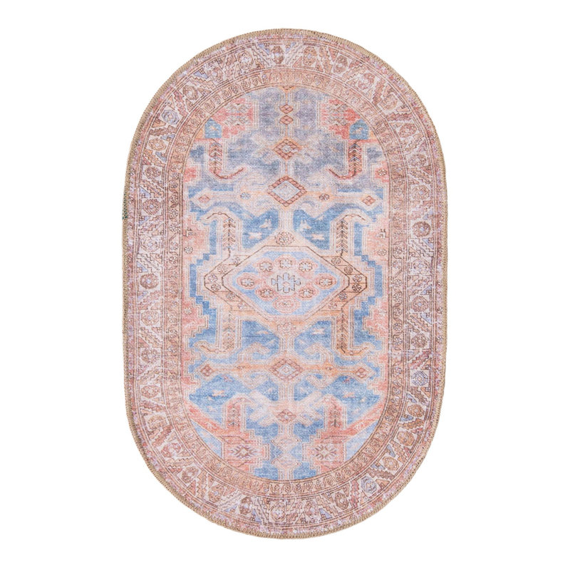 Bernabe Chenille Geometric Indoor Rug, Oval 2' x 3'1"