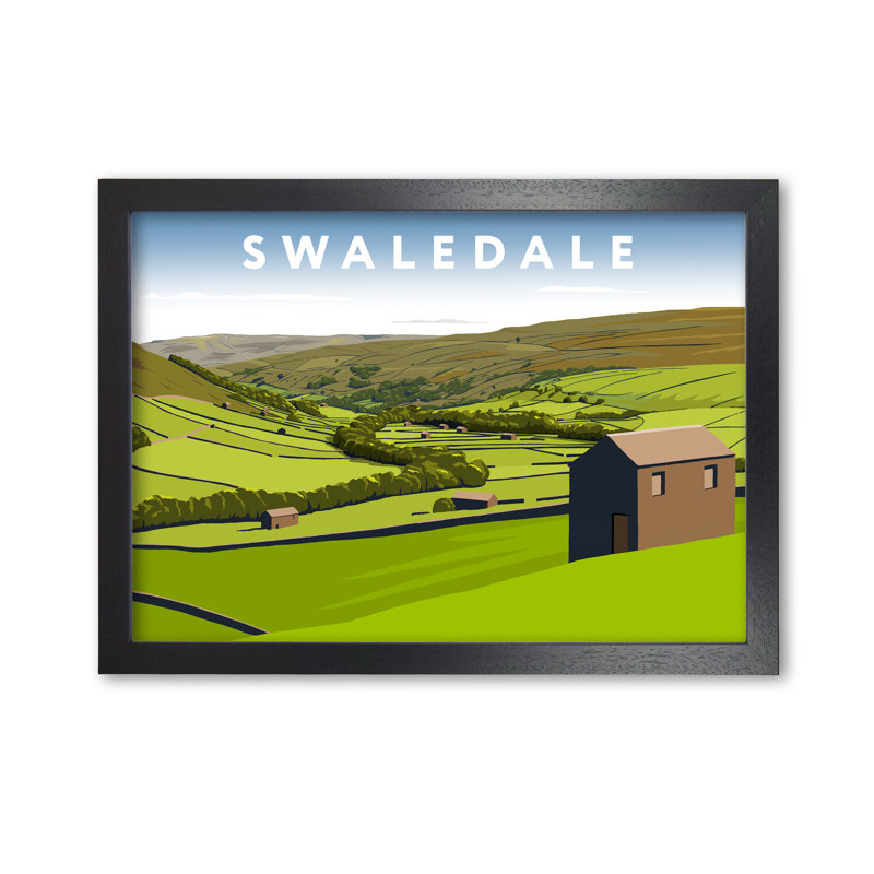 Swaledale Yorkshire Moors by Richard O'Neill - Single Picture Frame Print, 21 cm H x 297 cm W, Black