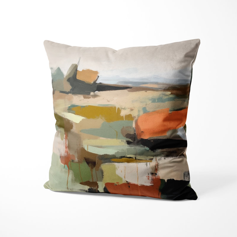 Coussin Green and Beige Transcendant Reality, H 18 po x l 18 po
