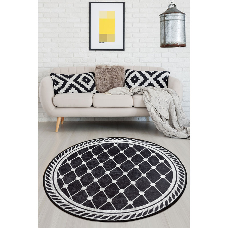 Antibacterial Round Carpet, 39.4 Inches Diameter, 100% Polyester, 0.2 Inches Pile Height | Non-Slip Underside, Machine Washable | Perfect for Living Room, Bedroom, and Playroom, Soft and Durable Design