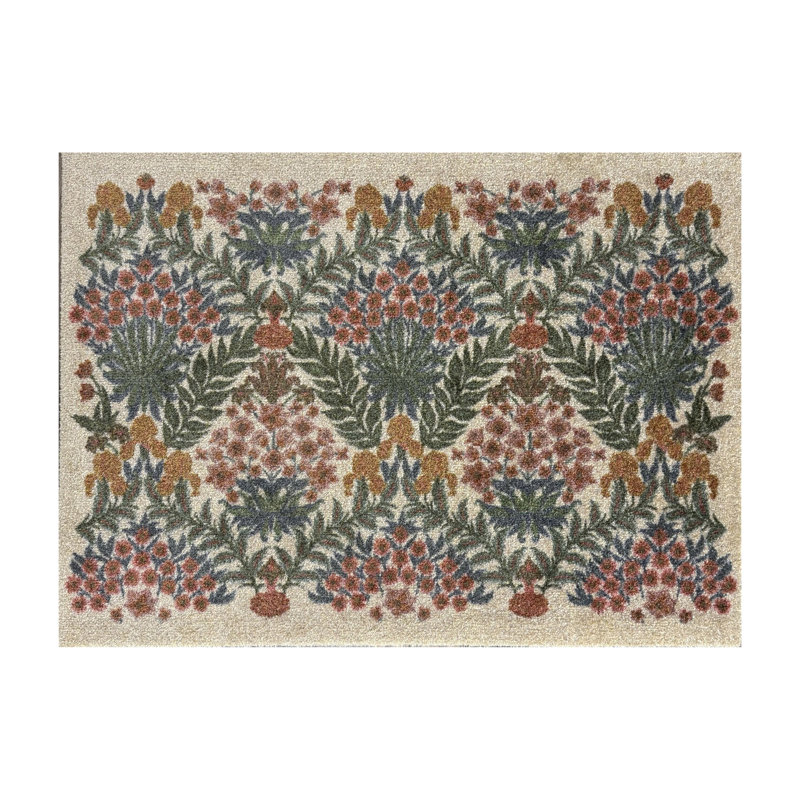 Tapis de sol lavable Lush Garden Mist, L 36 po x L 24 po, Crème et rose