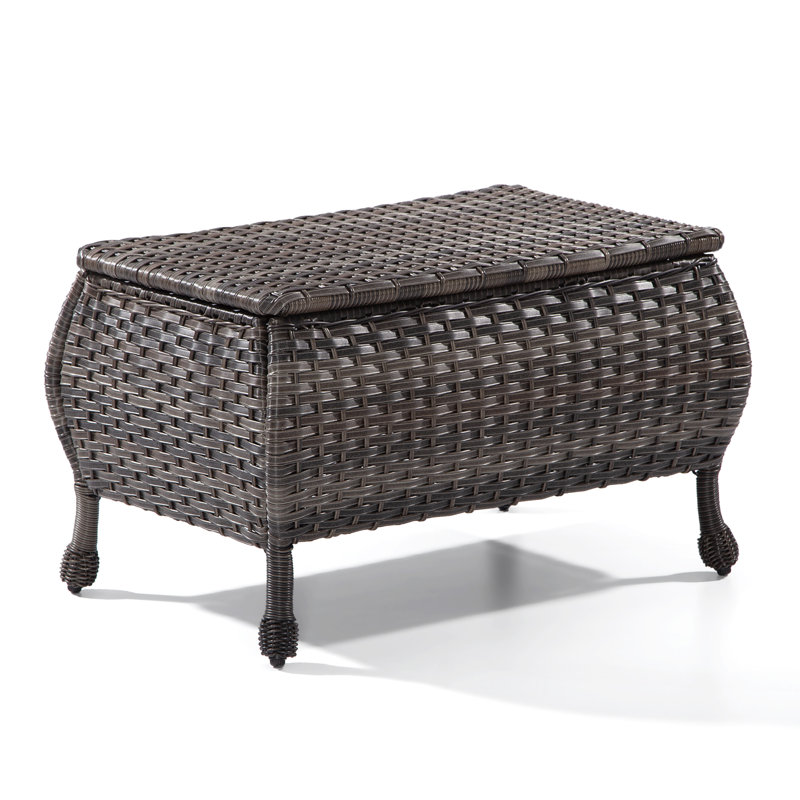 Dejiah Rectangular Wicker Outdoor Coffee Table with Storage