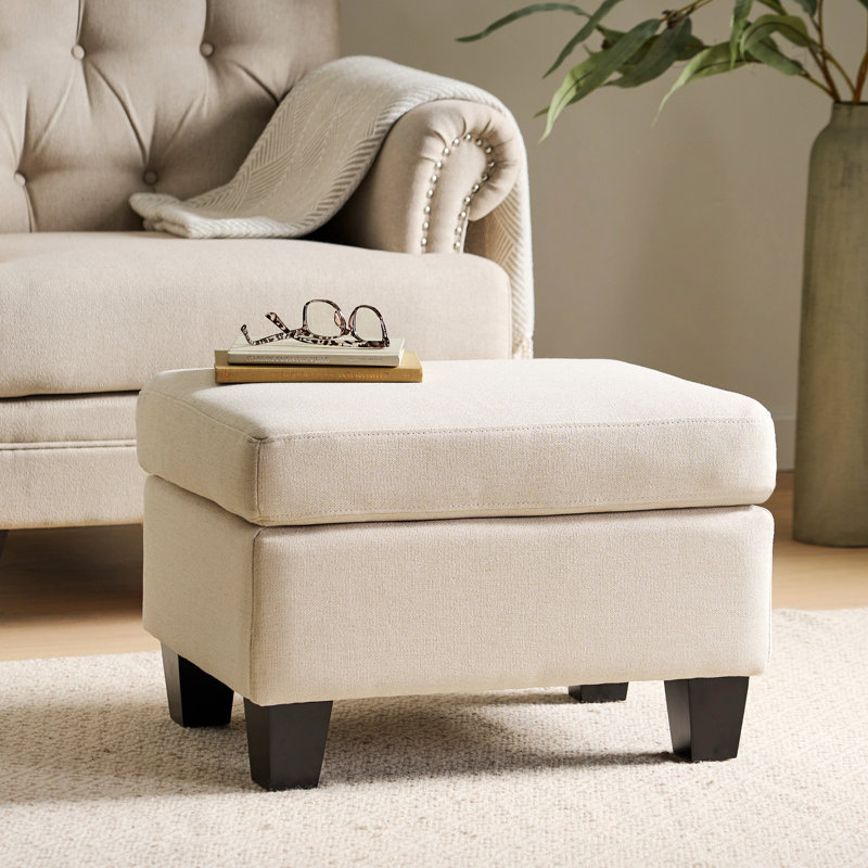 Repose-pieds standard rectangulaire de 24 po Tabiatha, Crème