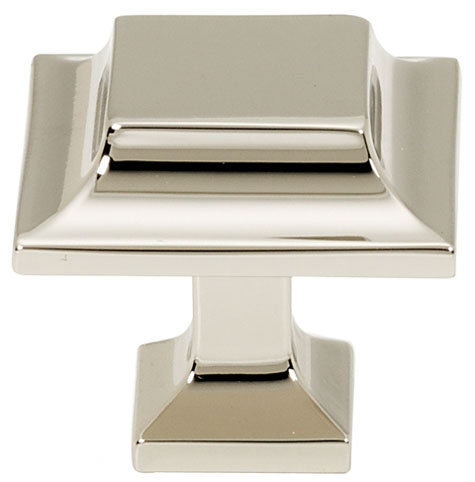 Millenium Square Knob, 1.25" H x 1.25" W x 1" D, Polished Nickel