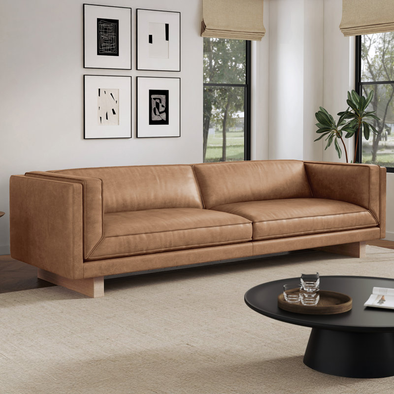 Alaina Top Grain Leather Wide Seat Sofa