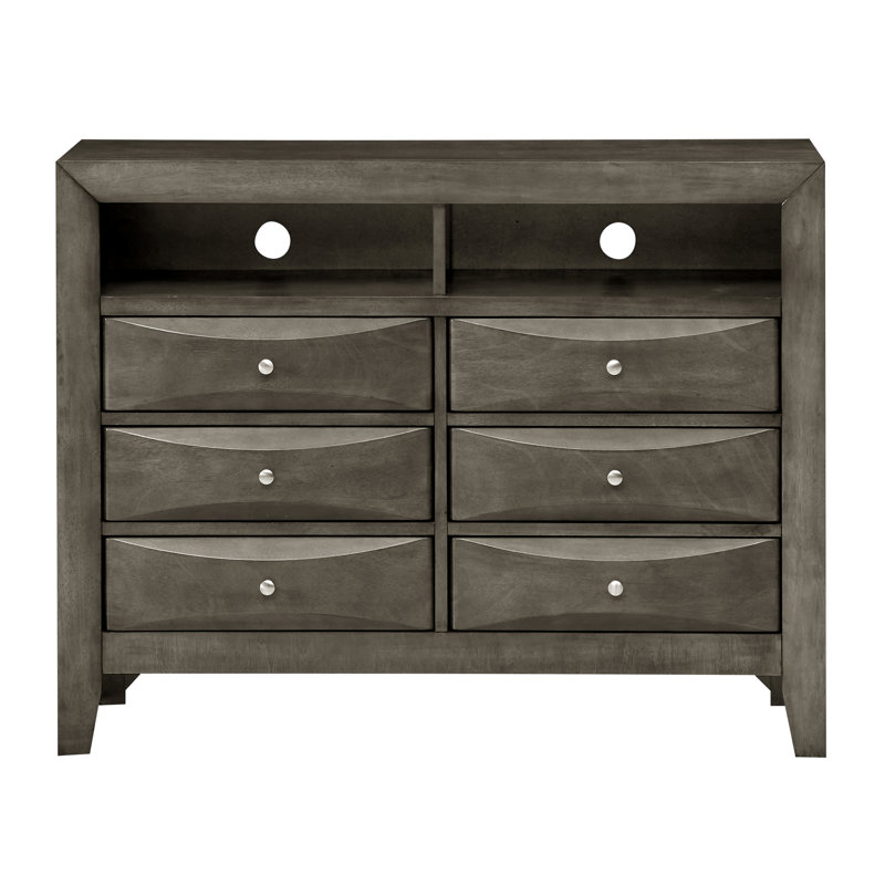 Commode média 6 tiroirs Marilla, gris, Gris