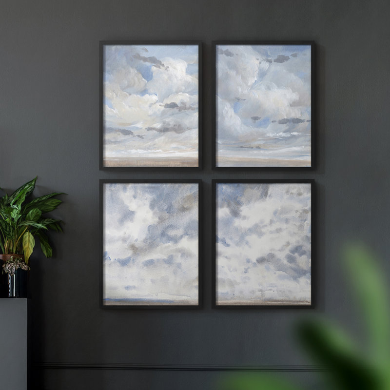 «Inkwell Intersect II», ensemble de 4 reproductions encadrées, Noir, H 44 po x l 14 po