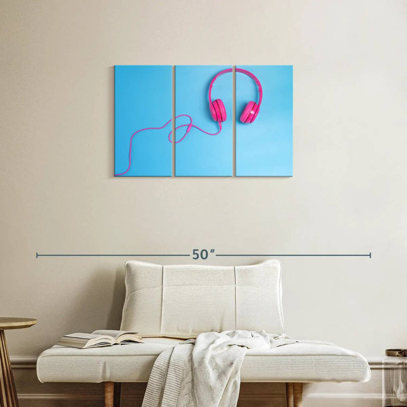 Abarca Pink Headphones, 20" H x 33" W