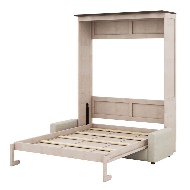 Grand lit escamotable avec canapé et lumières DEL, armoire murale peu encombrante, canapé-lit rembourré convertible
