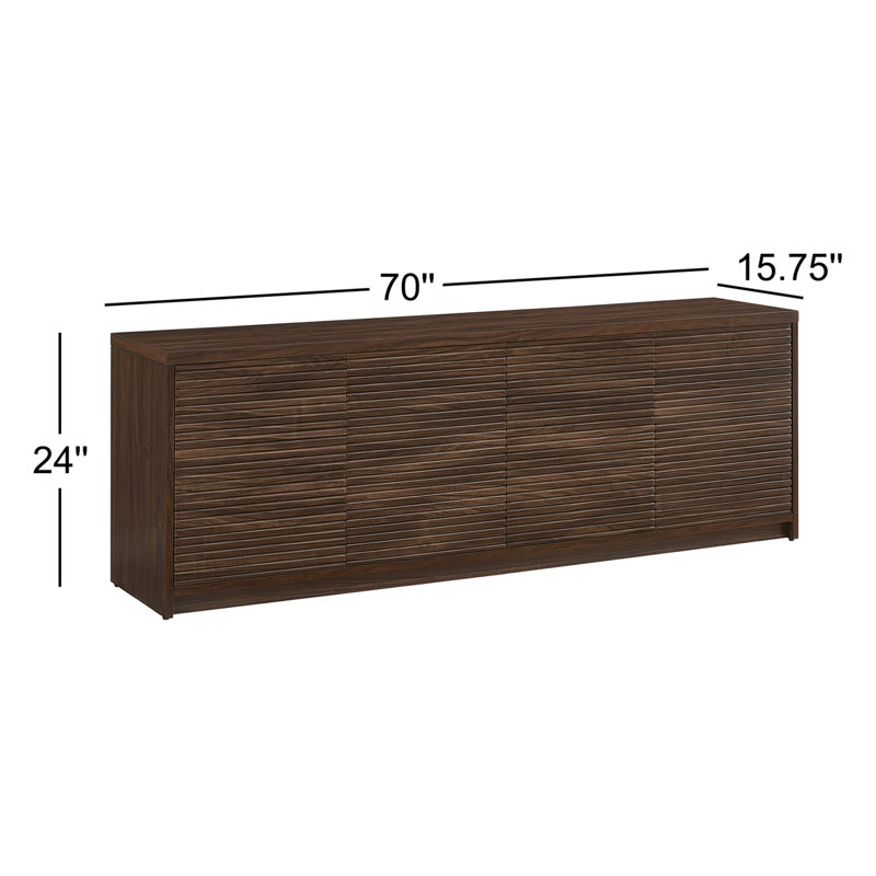 Meuble télé rectangulaire pour téléviseur de 78 po ou moins Evangalene, Bois brun foncé