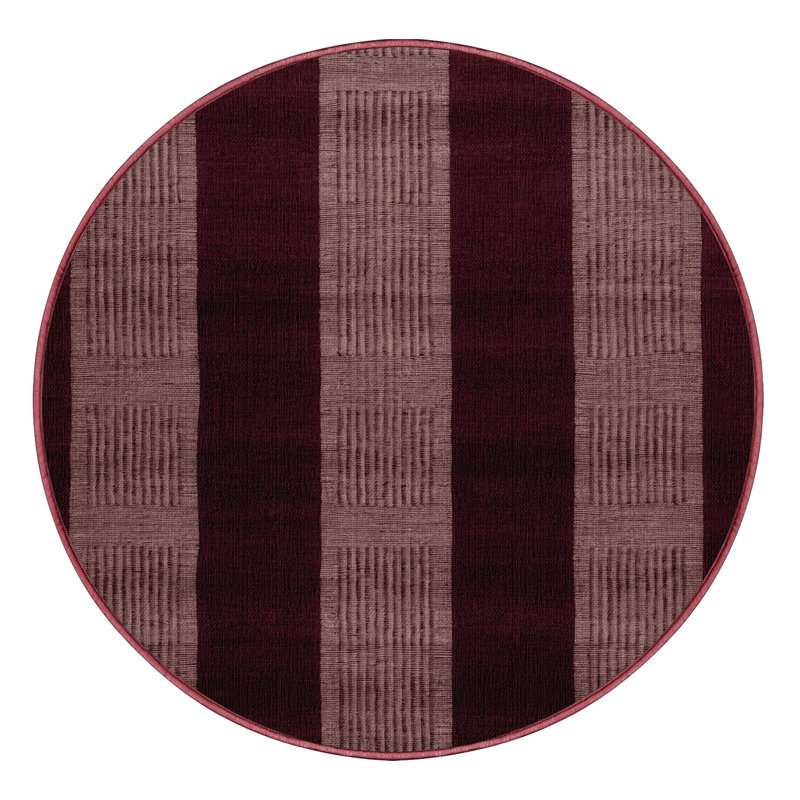 Tapis rouge à carreaux lavable à la machine, Rond 3 pi