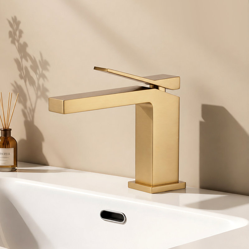 Single-Hole Single-Handle Bathroom Faucet, Brushed Gold