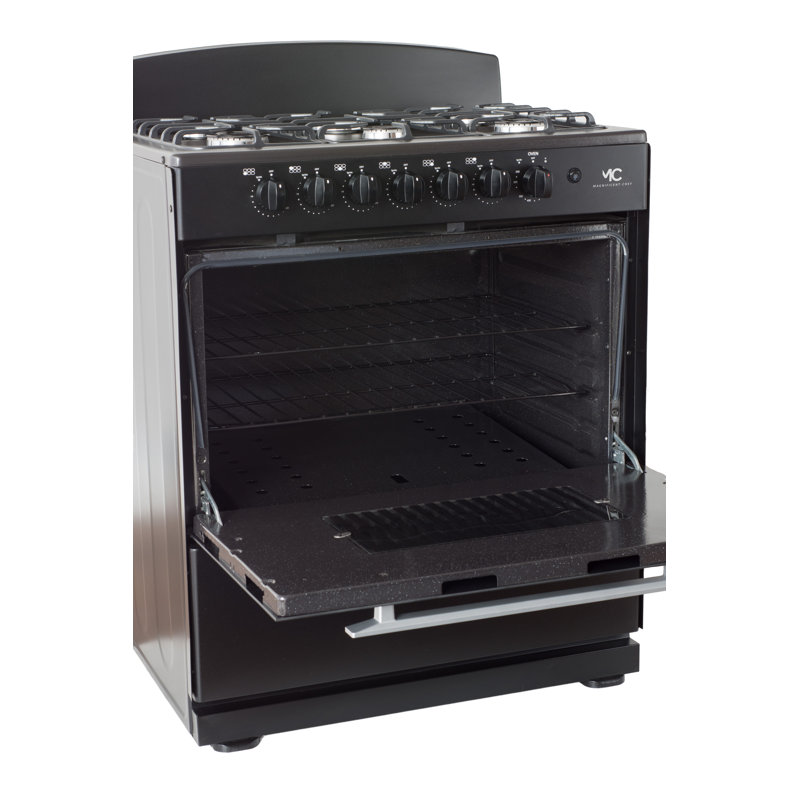 Cuisinière autoportante de 30 po avec une capacité de four de 4,0 pieds cubes - 6 brûleurs scellés Sabaf italiens -, Noir