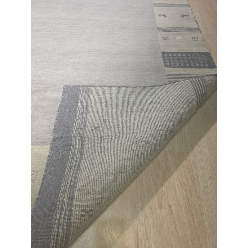 Handloomed Gray Gabbeh Tribal Wool Area Rug, 8' x 10'