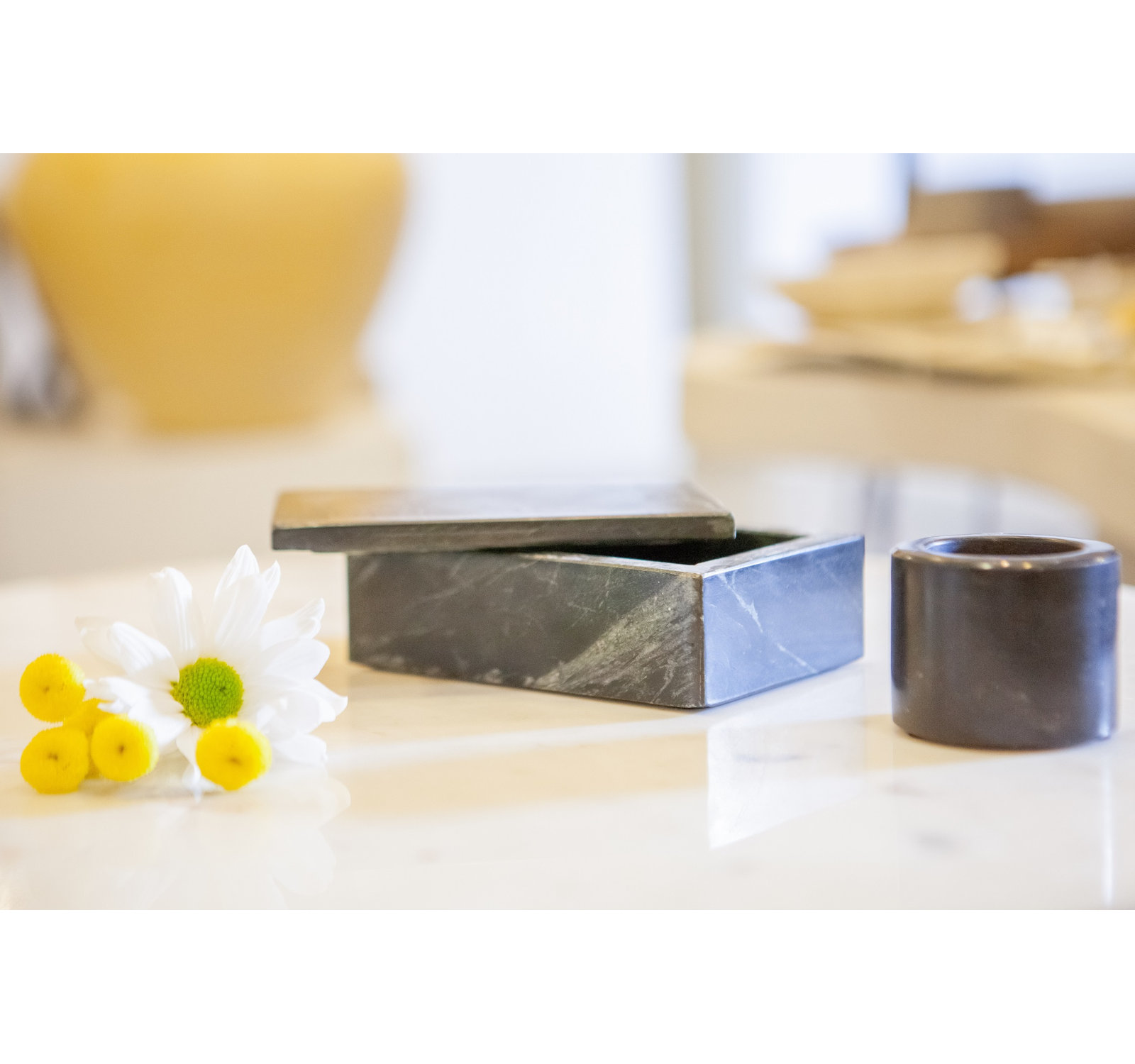 Matheson Genuine Marble Votive Holder, Black