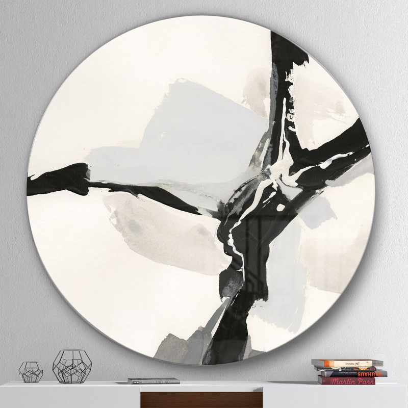 «Abstract Neutral III», reproduction d'art sur cercle métallique, H 36 po x l 36 po