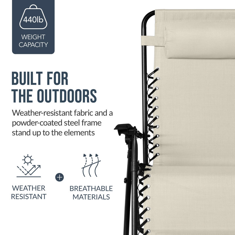 Set Of 2 Zero Gravity Patio Chair, Ivory