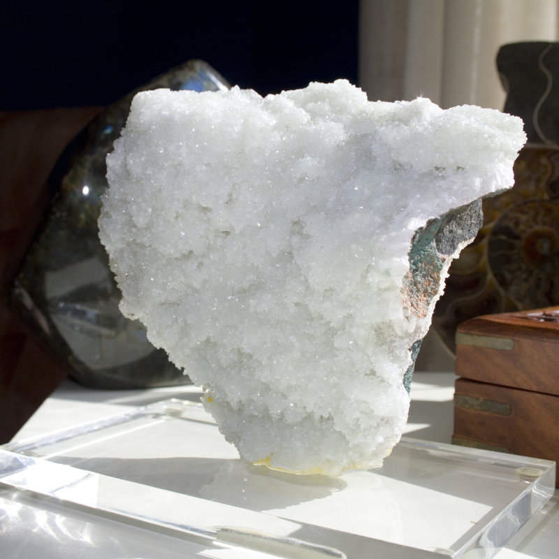 Miniature Apophyllite, Stilbite and Heulandite. Acrylic Mounted.