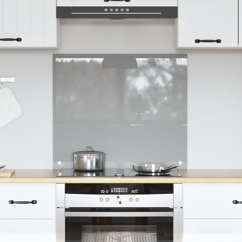 Kitchen Backsplash Tempered Glass, 60 x 70 cm, Light Grey