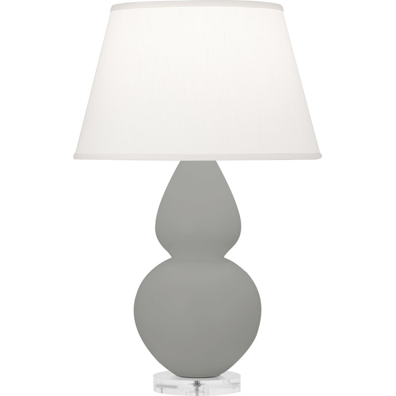 Double Gourd Table Lamp, Matte Smoky Taupe/Silver, Pearl