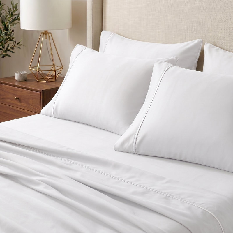 Ensemble de draps 100% coton de qualité supérieure à densité de tissage 300 fils Superior, Blanc