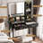 Makeup Vanity Desk with Power Outlet, Mirror and Lights-1844725727