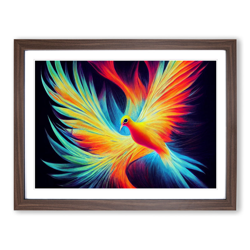 Vibrant Dove Bird Abstract - Framed Print, 34cm H x 46cm W x 2cm D, Walnut