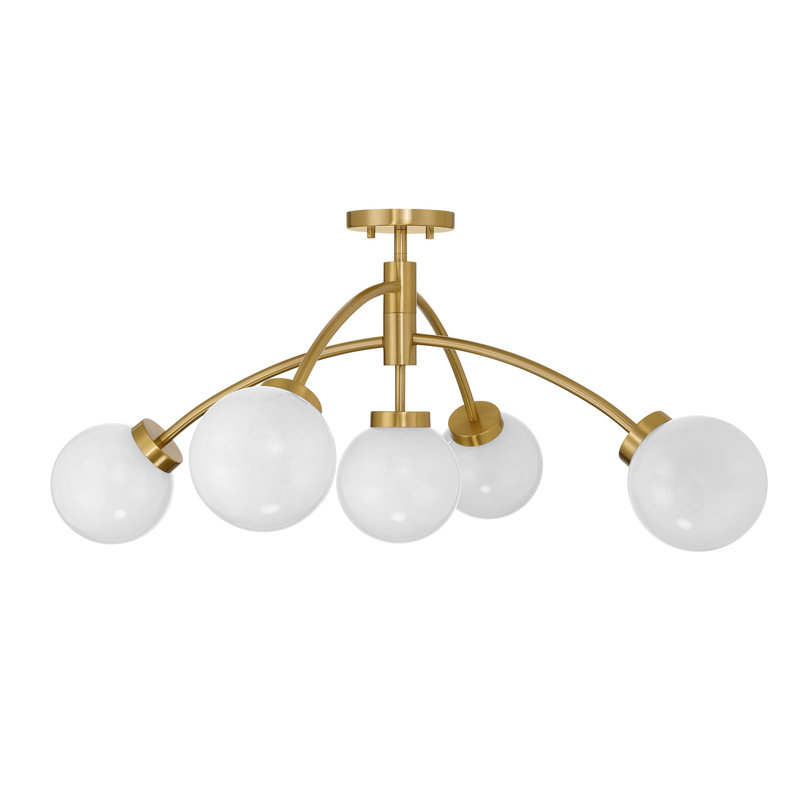  Plafonnier semi-encastré 5 lumières Redfield, Laiton