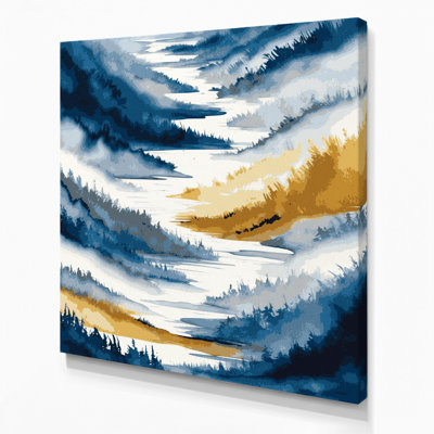 Aquarelle, paysage, toile grise, art mural