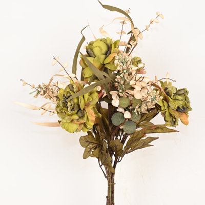 Artificial Farmhouse Peony Floral Arrangements For Vase Filler, Berry Fall Foliage Sprays Long Stem Faux Flower Thanksgiving Day Home Wedding Party Dining Table Centerpiece Decor
