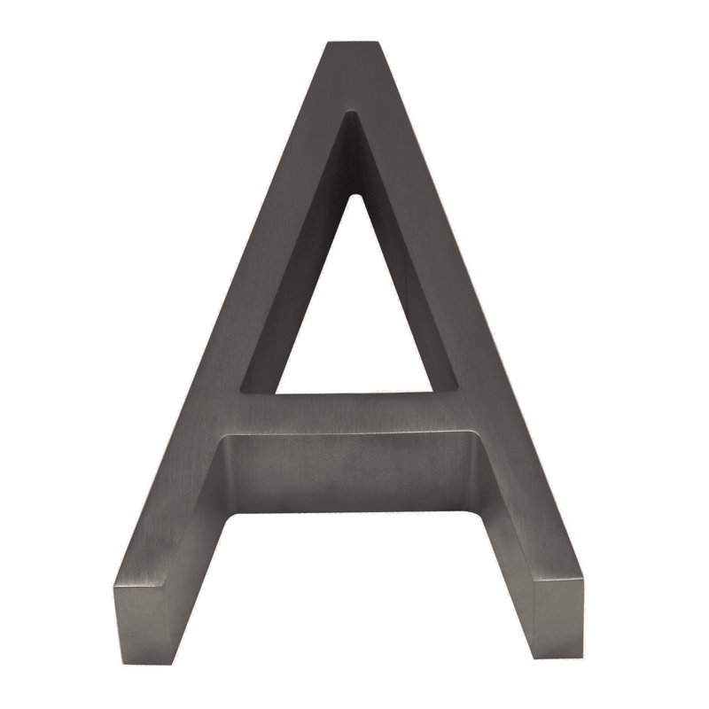 5" Floating Mount House Letter, A, Satin Stainless Steel