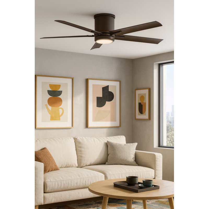 Ventilateur de plafond intelligent d'intérieur / extérieur de 52 po Vail avec DEL intégrée et télécommande Hiro
