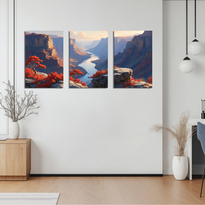Grand Canyon Autumn Landscape, reproduction d'art sur toile tendue sur toile (ensemble de 3)
