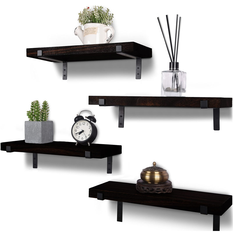 4 Piece Floating Shelf, Black