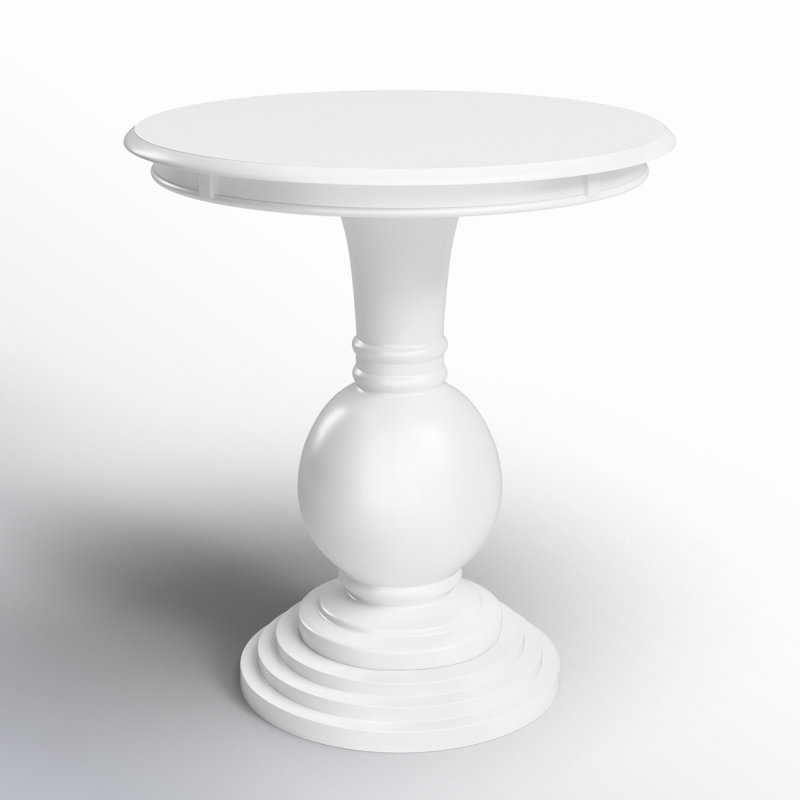 Kight 26" W Round Pedestal End Table , White